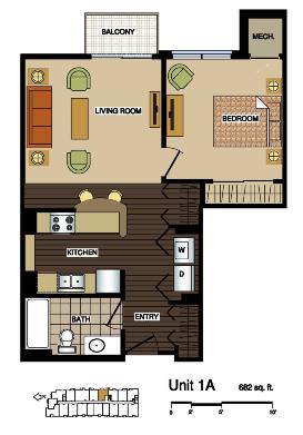 1A  floor plans at Station 38 apartments